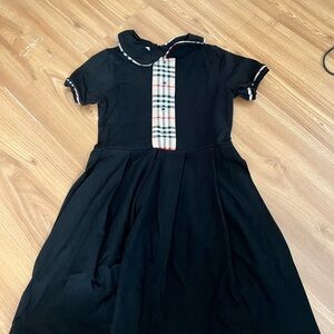 Burberry Black Kids Dress with Plaid Accents